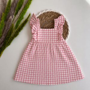 Vestido de Cuadros Vichy Rosa con Volantes